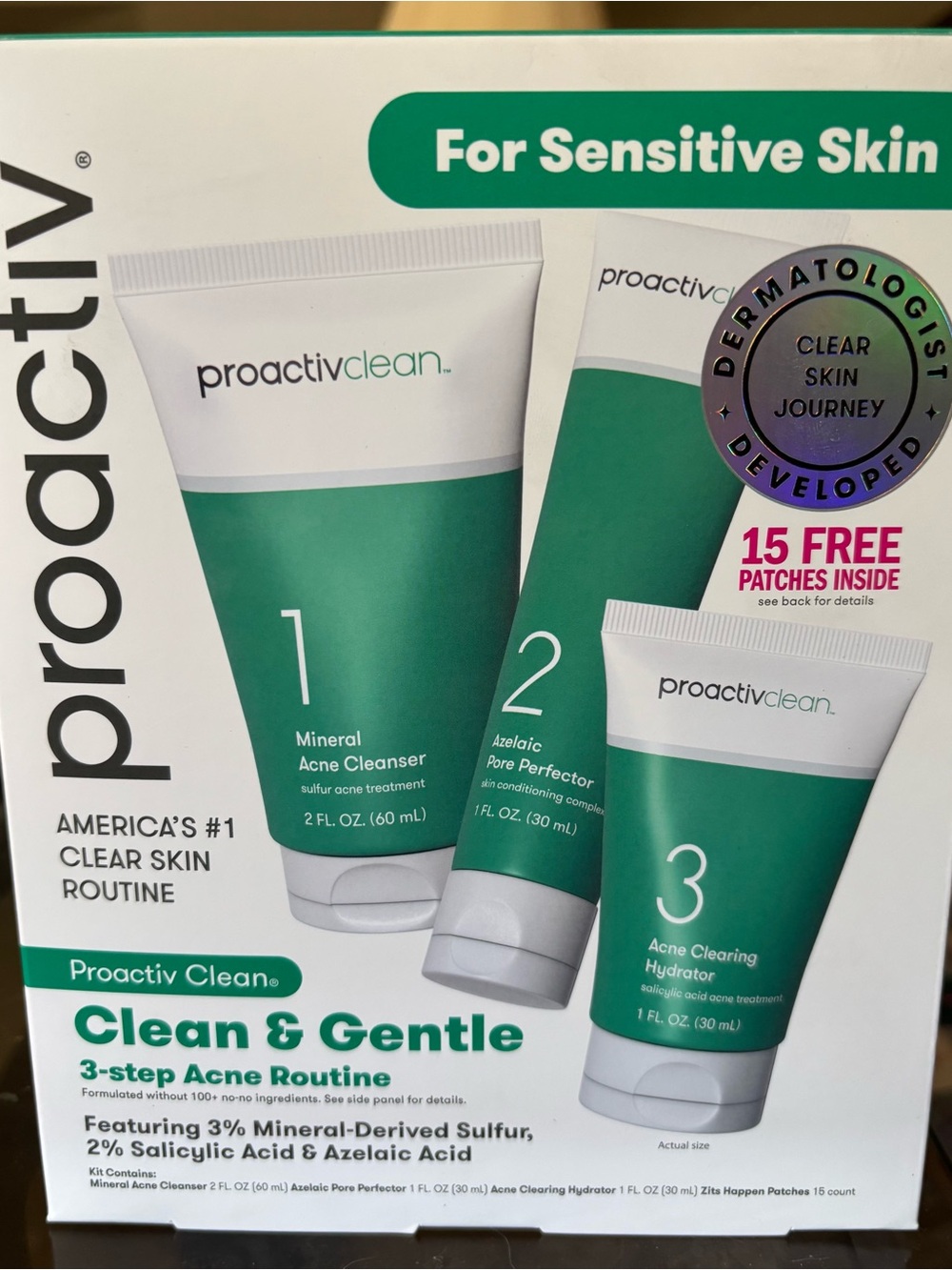 Proactiv Clean 3-Step Acne Routine Kit Sensitive Skin NIB Exp 02/2026